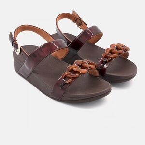 FITFLOP LOTTIE TORTOISE CHAIN PLATFORM SANDALS SIZE 9